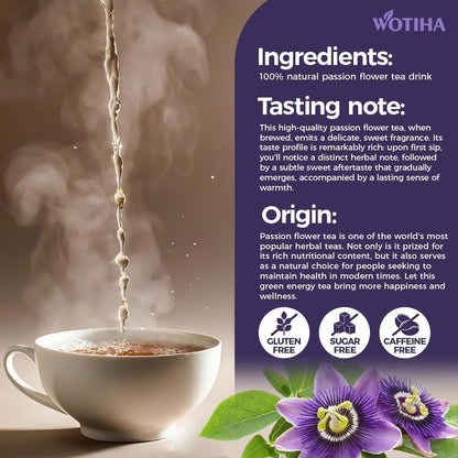 WOTIHA 55 Count Premium Passion Flower Tea Bags - 100% Natural & Pure, Supports Relaxation & Better Sleep, Non-GMO Caffeine-Free, Additive-Free, Sugar-Free, Vegan.