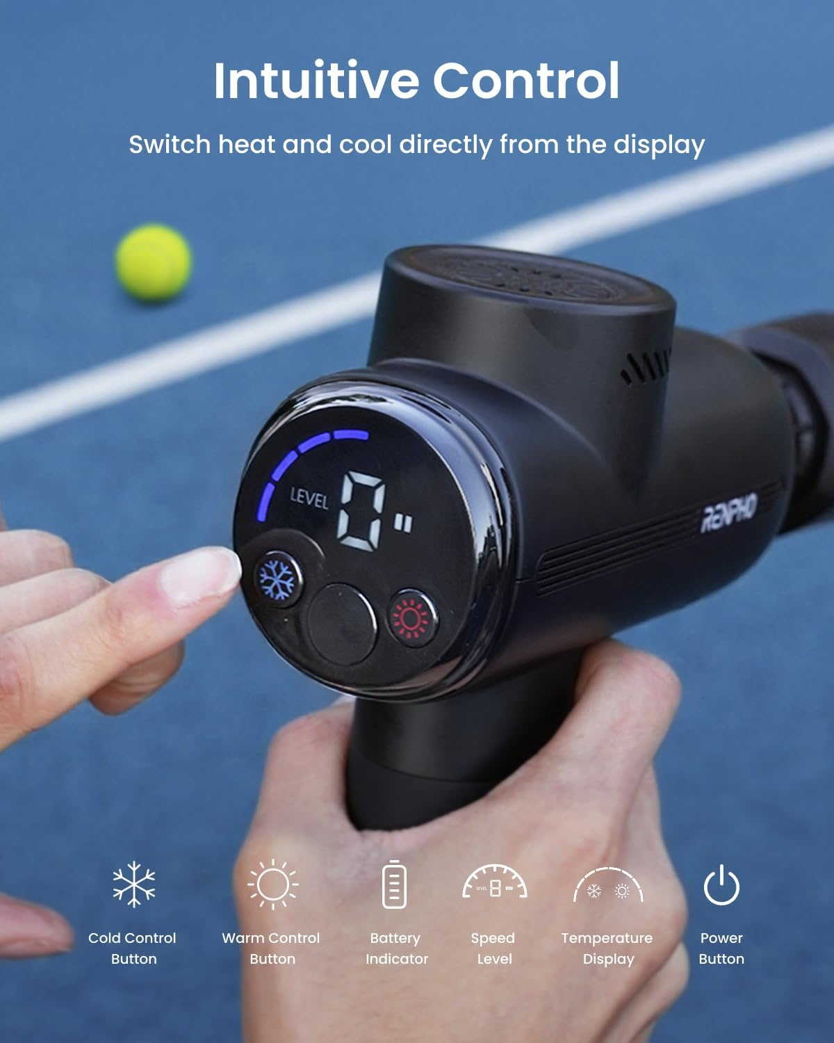 RENPHO Active Thermacool 2 Massage Gun with Heat and Cold, [2026 Upgraded] Handheld Percussion Deep Tissue Neck Back Muscle Massager, FSA Approved Gifts for Men Him Athletes Women Her HSA