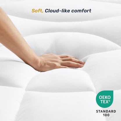 Unikome Ultra Soft Waterproof Mattress Pad King, Cooling Mattress Protector for Hot Sleepers, 5-Layers Noiseless Washable Mattress Cover with 8"-21" Deep Pocket (Light Blue, 78x80)