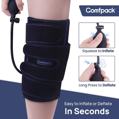Comfpack Compression Knee Ice Pack Wrap for Sports Injuries, Large Knee Brace with Ice Pack for Swelling and Recovery Support, Sprains, Meniscus Tear, Osteoarthritis, ACL