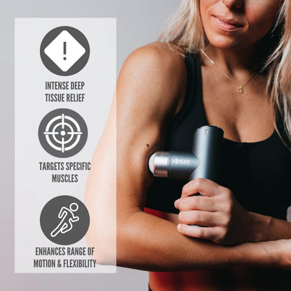 4KOR Fitness Mini Percussion Massage Gun, Rechargeable Handheld Stimulation, Deep Tissue Vibration Massager, Ultra Quiet