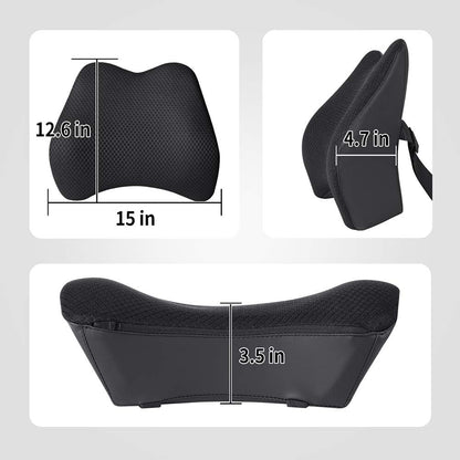 Memory Foam Lumbar Support Pillow for Car - Lower Back Support Cushion for Driving, Back Pain Relief for Car Seat, Office Chair, Wheelchair (Gray)