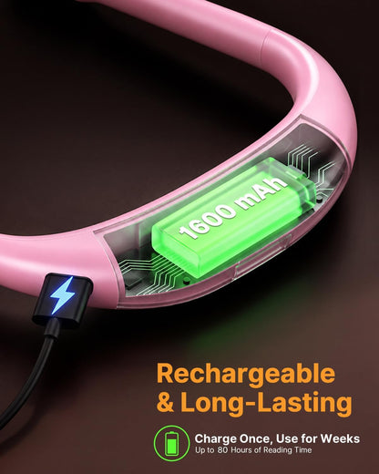 Reading Light, Rechargeable Neck Light, Stepless Dimming Book Light