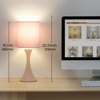 3 Way Touch Control Table Lamp, Dimmable Bedside Desk Lamp with Metal Base Modern Nightstand Lamp Stylish Grey Shade Simple Side Table Lamp for Bedroom, Living Room, Office or Den LED Bulb Included