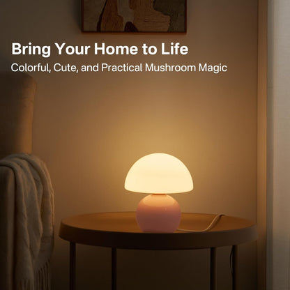 Dawnwake Mushroom Lamp Table Lamp for Bedroom,Desk Bedside Small Lamps for Living Room Night Stands,Mushroom Decor Cute Mini Modern Mid Century Lamps,Unique Aesthetic Home Living Room Decor(White)