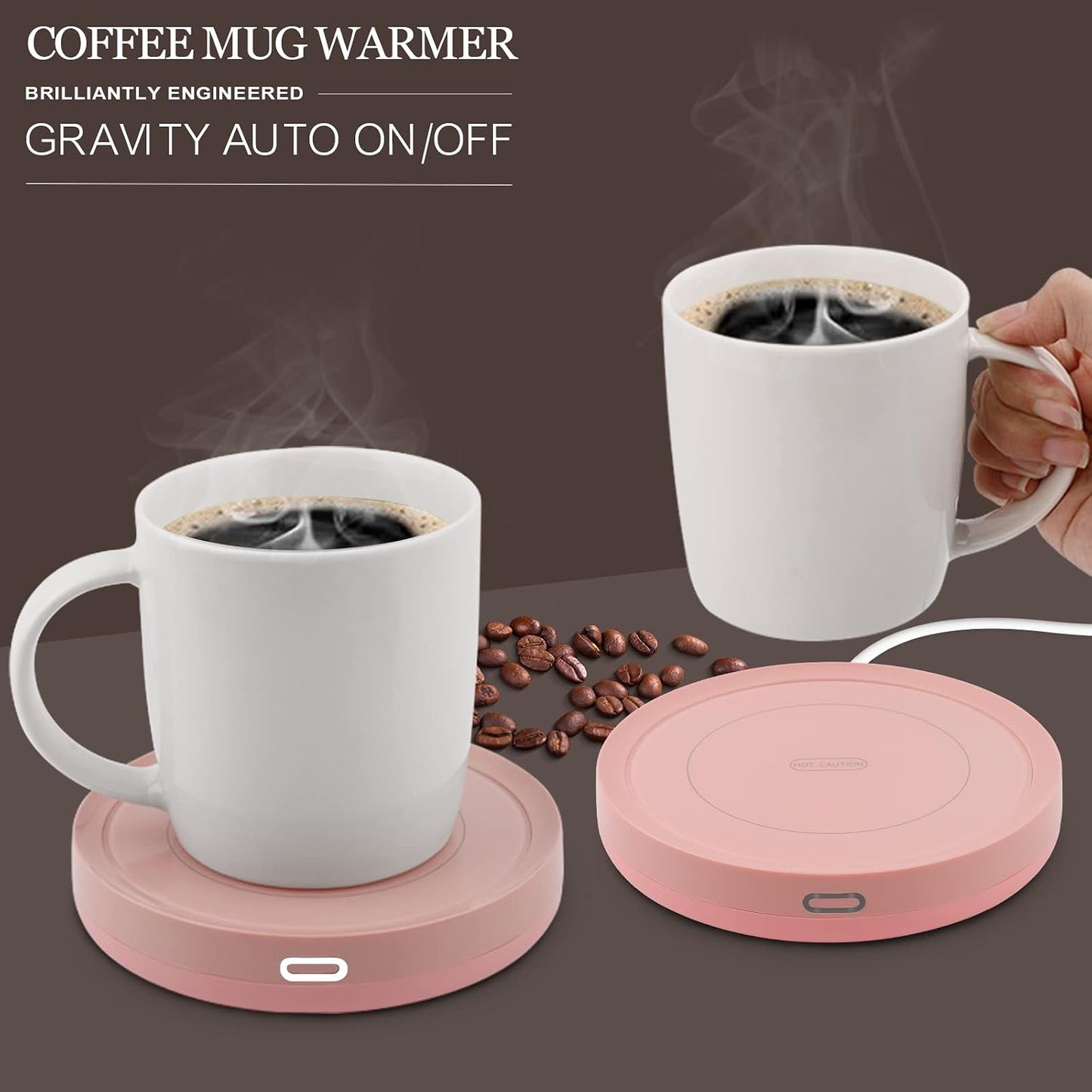 BESTINNKITS White Smart Coffee Auto On/Off Gravity-Induction Mug Office Desk Use, Candle Wax Cup Warmer Heating Plate (Up to 131F/55C)