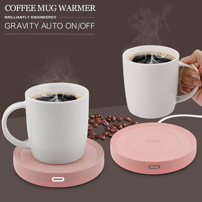 BESTINNKITS White Smart Coffee Auto On/Off Gravity-Induction Mug Office Desk Use, Candle Wax Cup Warmer Heating Plate (Up to 131F/55C)