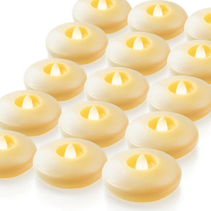 Homemory 24 Pack 3” Flameless Led Floating Candles, 200 Hour White Battery Operate Waterproof Tealights for Cylinder Vases, Centerpieces at Wedding Decor, Party, Pool