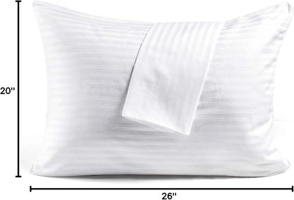 FAUNNA 600TC 100% Cotton Pillow Protectors, Standard Size (20x26), 4 Pack, Oeko-TEX Certified, Hotel Grade Pillow Cover with Silent Zipper, Zip Up Pillow Cases, White