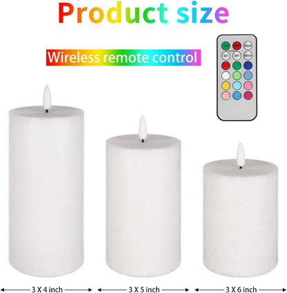 ANGELLOONG Flickering Flameless Candles, Realistic Battery Operated Candles with Remote and Timer, Set of 3 LED Candles for Fall Room Home Wedding Decor Centerpieces Table Party Christmas Decorations