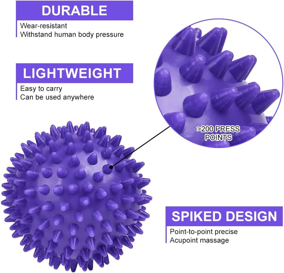 URAQT Spiky Massage Ball Set, 2 Pack Physical Therapy Massage Balls, Hard Lacrosse Ball & Spiky Massage Ball for Myofascial Release and Trigger Point Deep Tissue Massage (Blue)