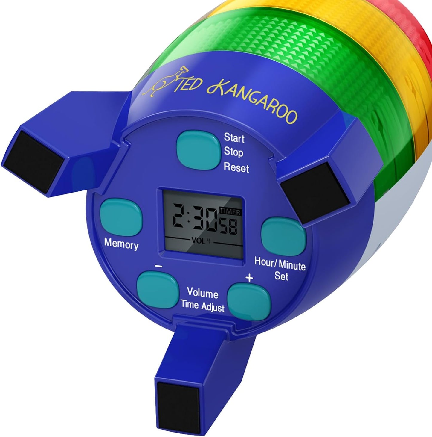 Ted Kangaroo Countdown Timer! Blast Off Visual Timer for Kids with Audio Rocket, 0-24 Hour Countdown, Memory Function, Red Yellow Green Light, Easy Setup, Battery Operated for Classroom and Home Use