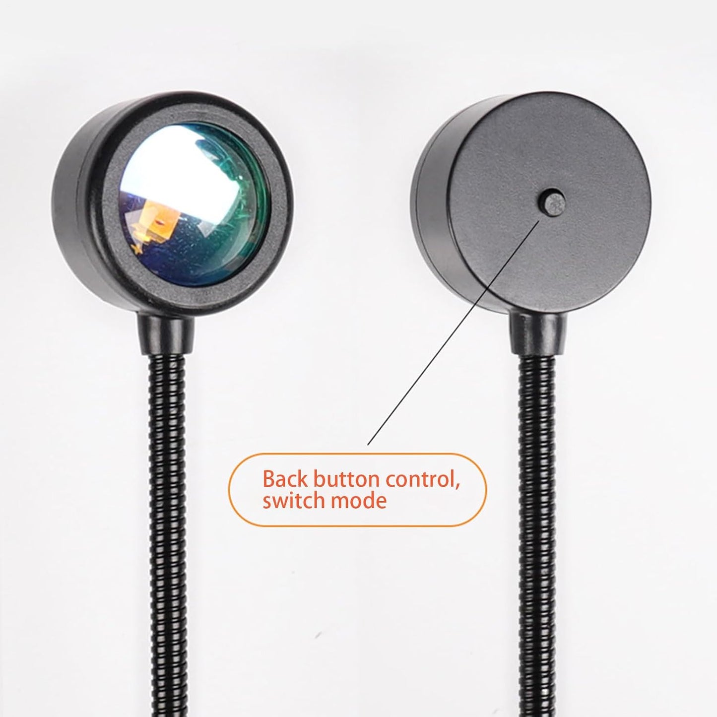 Sunset Projector - USB Charging Lamp with 7 Colors, 360° Rotating LED Light, Button Control, Plug and Play, Mood Lighting | Sunrise Bedroom Night Light for Gathering, Live Streaming, Room