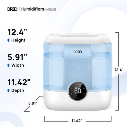 DREO Smart Humidifiers for Bedroom, 6L Top Fill Supersized Cool Mist Humidifier for Large Room, 60 Hour Runtime, Quiet Ultrasonic Humidifier for Plants, Indoor, Home, Night Light, Black
