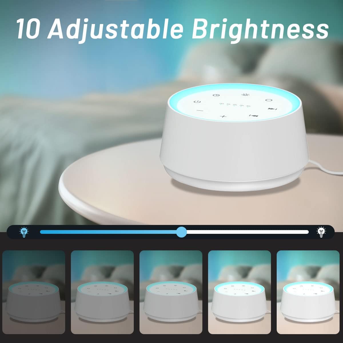 EasyHome Sleep Sound Machine White Noise Machines with 30 Soothing Sounds 12 Adjustable Night Light 10 Adjustment Brightness 32 Levels of Volume 5 Timers and Memory Function Home Travel Office