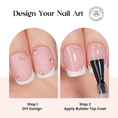 Beetles Press On Nail Kit-Short Square French Tip Press On Nails, 150Pcs Pink French Nail Tips with Nail Glue & Remover Builder Top Coat Nail Lamp, All-in-One DIY Fake Nails Gift for Women