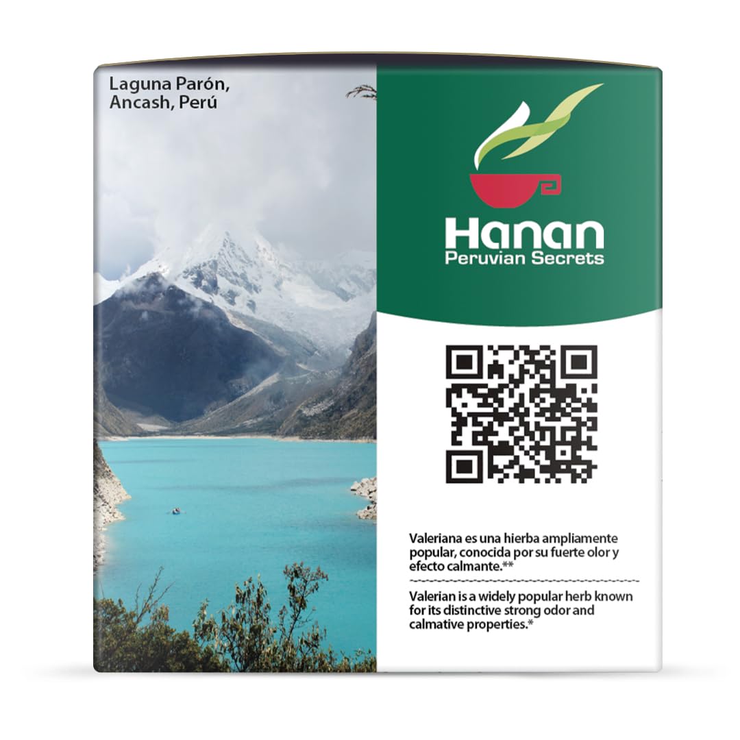 Hanan Peruvian Secrets Valeriana Herbal Tea | 100% Natural Valerian Root | 25 Tea Bags | Naturally Aids in Relieving Occasional Stress, Tension | Safely Promotes Sleep and Relaxation
