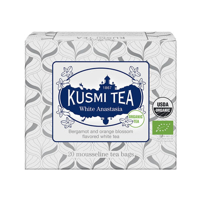 Kusmi Tea - White Anastasia - Organic Blend of White Tea with Bergamot - Enjoy Hot or Iced - Smooth, Flavourful Tea - 20 Tea Bags