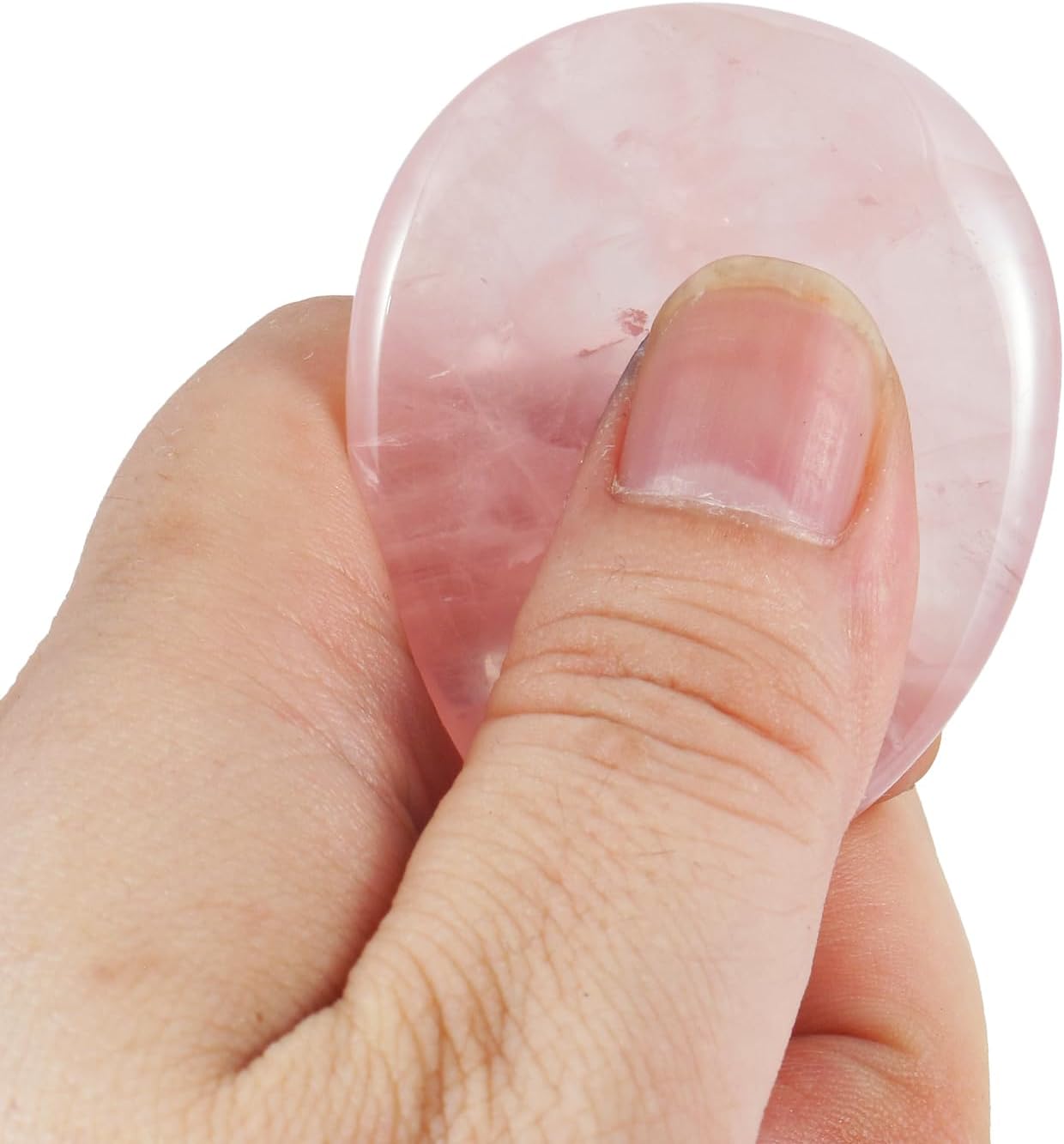 Fekuar Natural Moonstone Crystal Thumb Worry Stone, Hand Carved Healing Crystal Teardrop Pocket Worry Stones for Anxiety Stress Relief Meditation