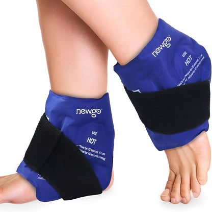 NEWGO Ankle Ice Pack Wrap for Sprained Relief, Ice Pack for Ankle Inuries Reusable, Cold Therapy for Ankles Swelling, Post Surgery Recovery - Blue