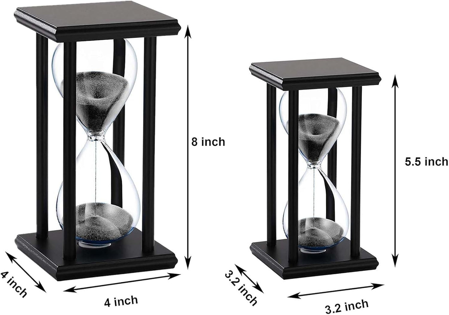 SuLiao Wood Hourglass 30 Minute, Black Wooden Stand Sand Timer Clock, Black Sand Watch 30 Min, Antiguo Reloj De Arena Half Hour, Large Unique Glass Sandglass for Home, Desk, Office Decorative