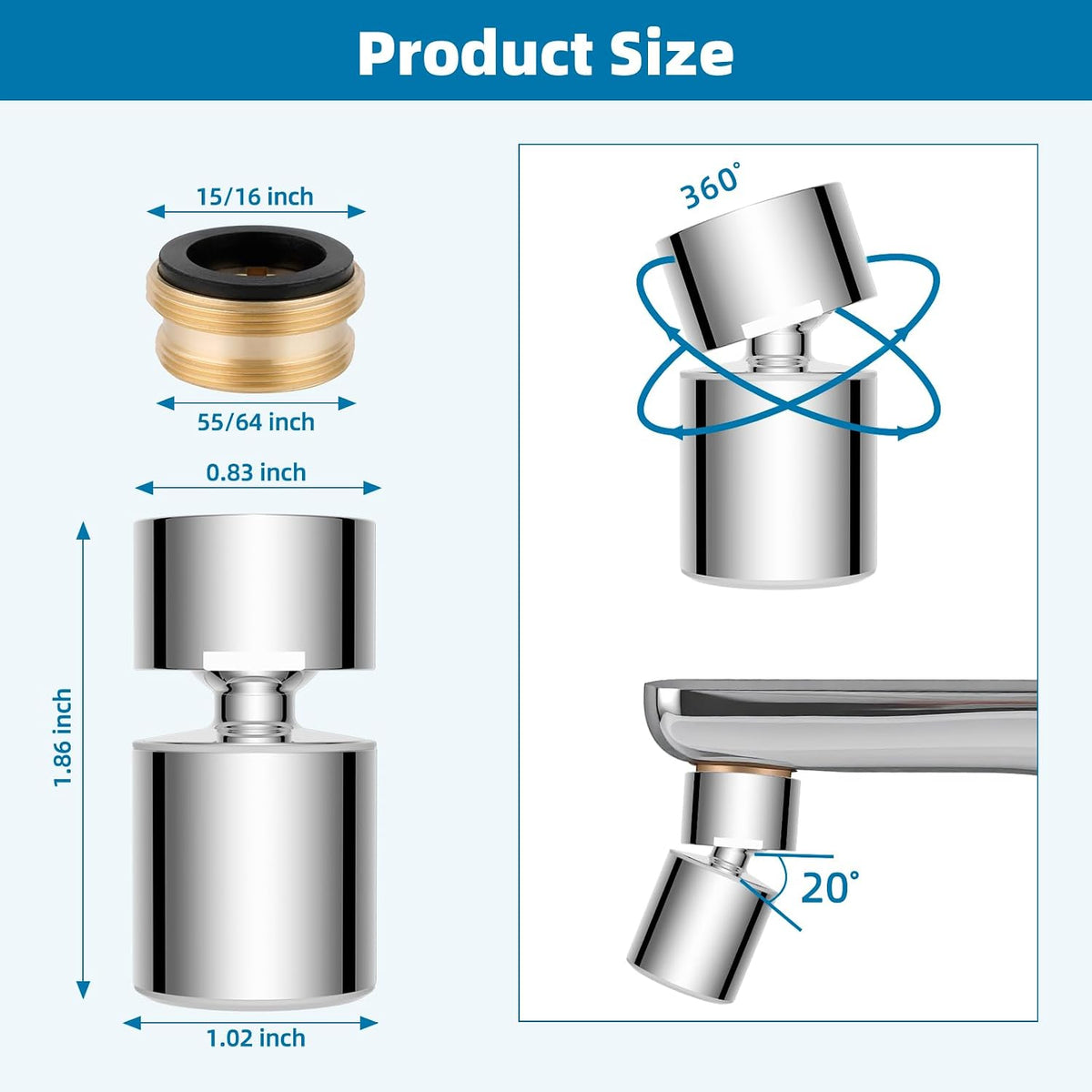 Hibbent NSF/ANSI/CAN 61 & cUPC Certified Faucet Aerator, Chrome