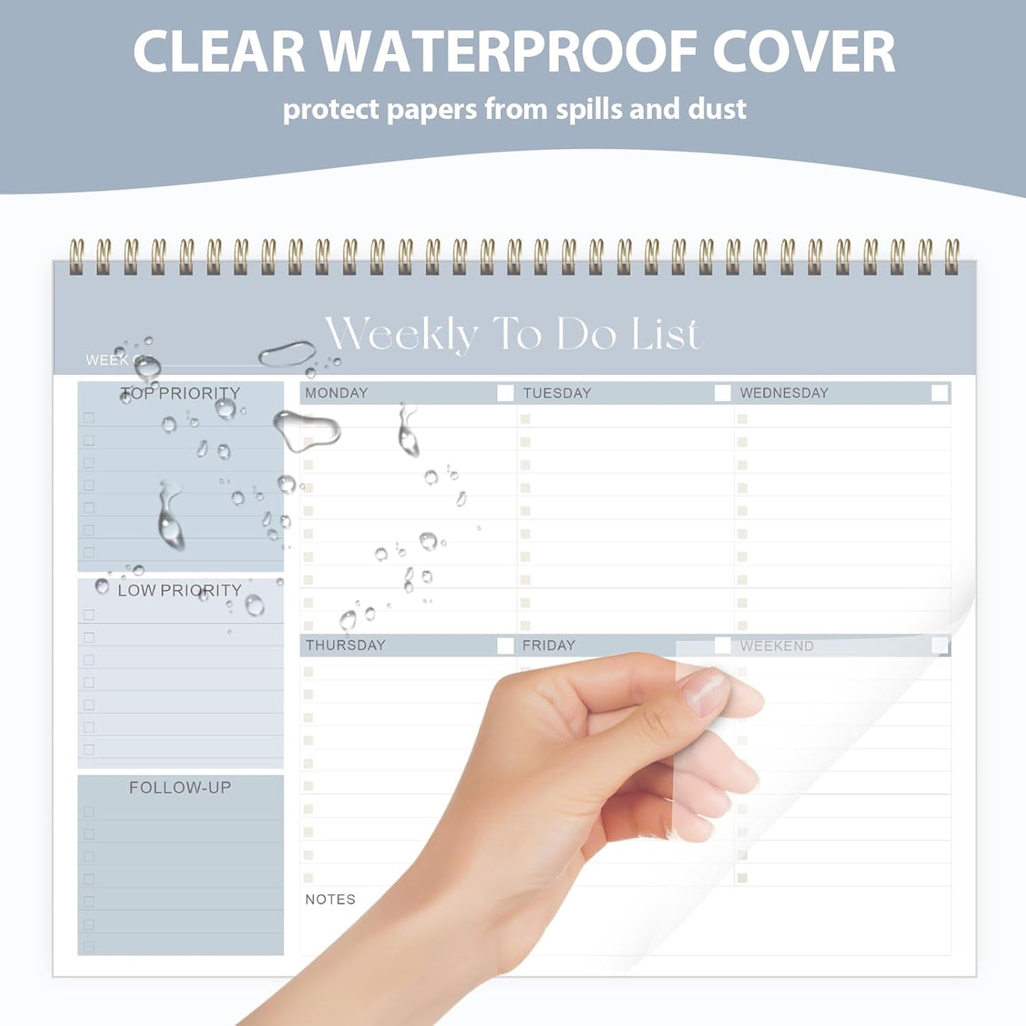 Weekly To Do List Notepad, Undated Planner with 52 Sheets (8.5''x11'') | Desk Accessories and Supplies, Women & Man, Home School & Work