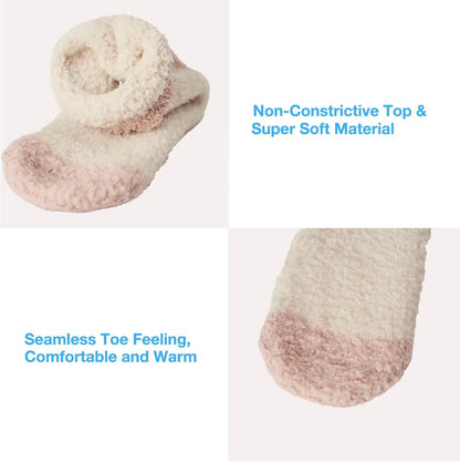 Bulinlulu Fuzzy Socks With Grips for Women, 5 Pairs Non Slip Sleep Warm Fluffy Slipper Socks Gifts for Women