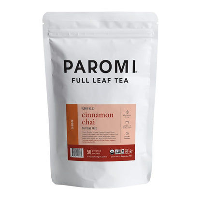 Paromi Organic Cinnamon Chai Rooibos, Resealable Pouch, 50 Count