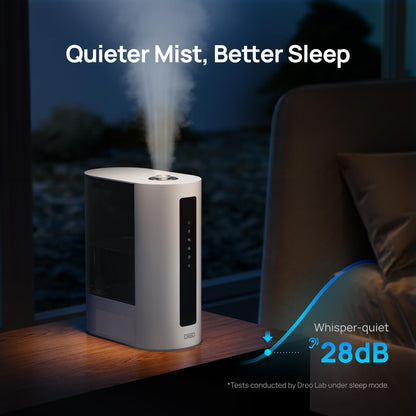 DREO 6L Smart Warm & Cool Mist Humidifiers for Bedroom HM713S | 60-Hour Quiet Runtime for Large Room, 500ML/HR Output, Smart Humidity Sensor, Indicator Light, Works with Alexa & Google