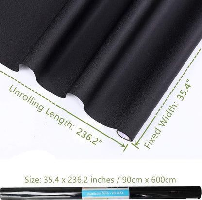 VELIMAX Static Cling Total Blackout Window Film Privacy Room Darkening Window Tint Black Window Cover 100% Light Blocking No Glue (17.7 x 78.7 inches)
