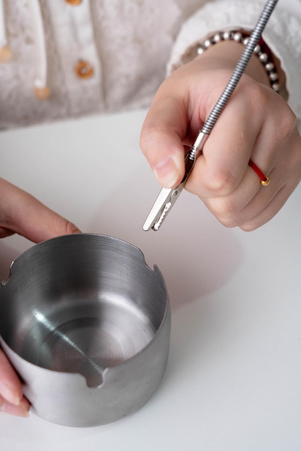 Modern Incense Holder with Flexible Metal Stand, Silver Ash Collector Base, Minimalist Design for Home Meditation and Aromatherapy.(Silver + Clip)