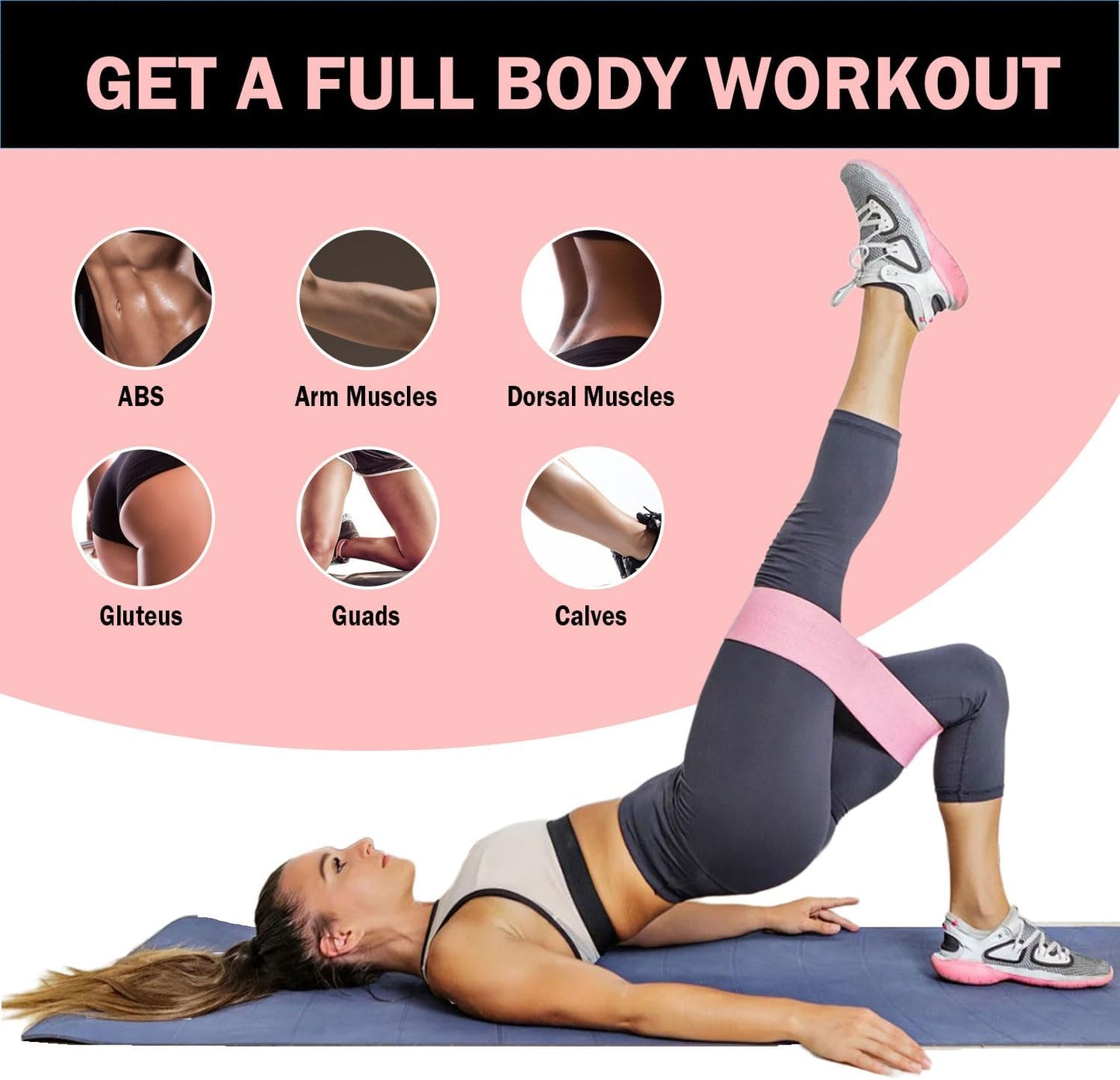 KANGFITER Non-Slip Fabric Resistance Bands for Working Out, Loop Exercise Bands for Booty Leg, Butt, Glute, Stretch Workout Bands for Women & Men, Hip Elastic Bands for Home Gym Fitness, Yoga, Pilates
