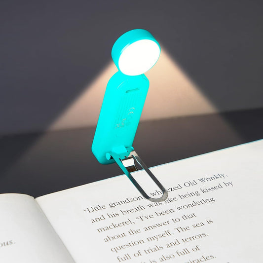 VAVOFO USB Rechargeable Book Light, Blue Light Blocking, Amber Clip-On Bookmark Shaped Reading Light, Eye Care 6 LEDs With 9 Lighting Modes for Bookworms (Grey)