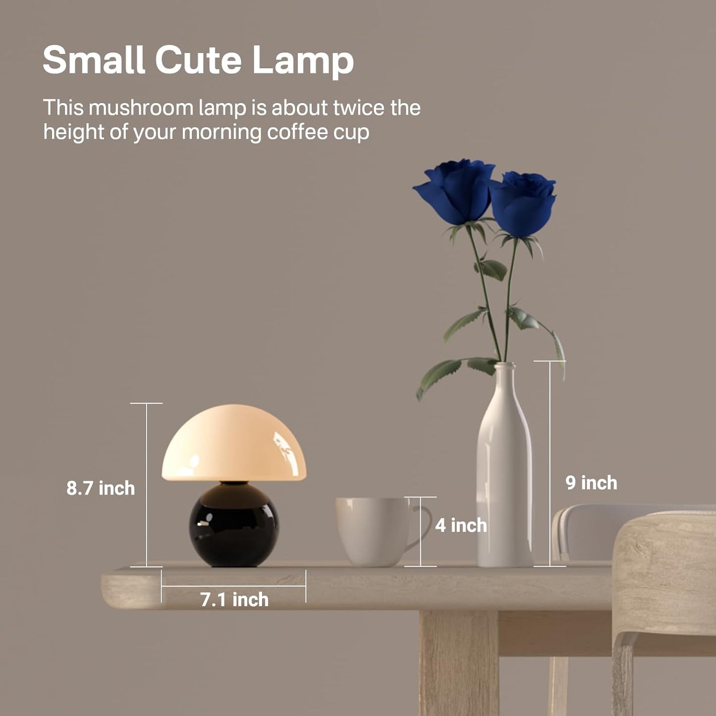 Dawnwake Mushroom Lamp Table Lamp for Bedroom,Desk Bedside Small Lamps for Living Room Night Stands,Mushroom Decor Cute Mini Modern Mid Century Lamps,Unique Aesthetic Home Living Room Decor(White)