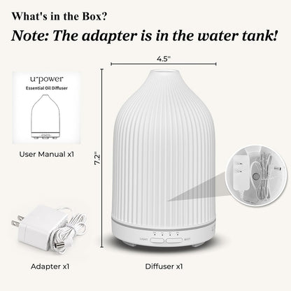 URPOWER 150ML Essential Oil Diffusers for Home, Ultrasonic Aromatherapy Diffuser with 7 Color Changing Lights, Timer & Auto Shut-Off, Scent Diffuser for Bedroom, Office, Yoga