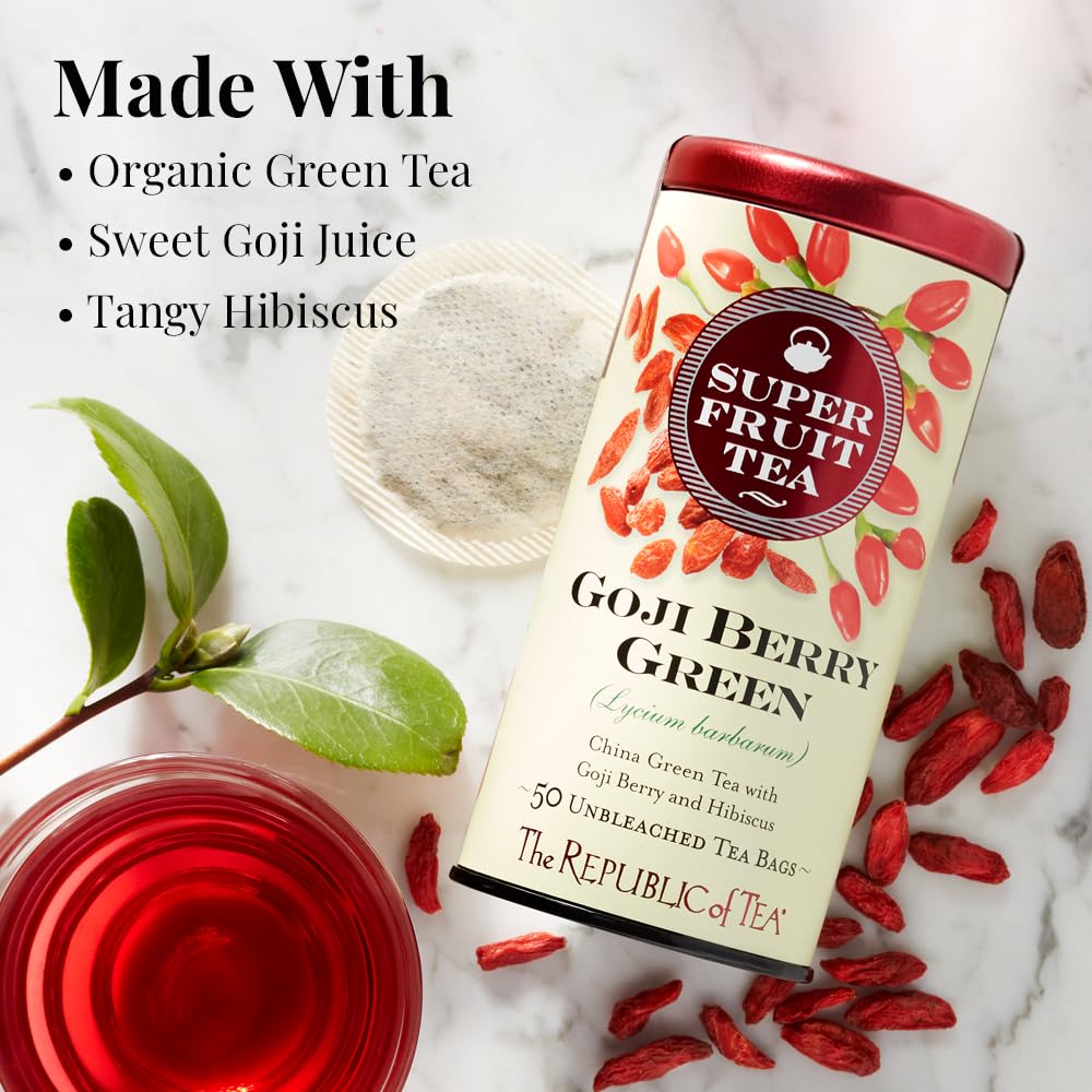 The Republic of Tea SuperFruit Goji Berry Green Tea, Low Caffeine, 50 Count