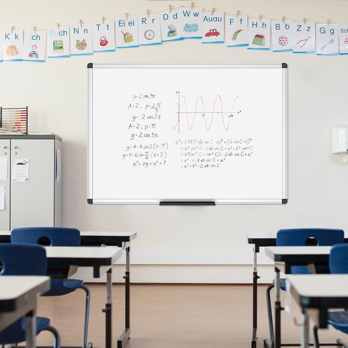 VIZ-PRO Magnetic Dry Erase Board, 36 X 24 Inches, Silver Aluminium Frame