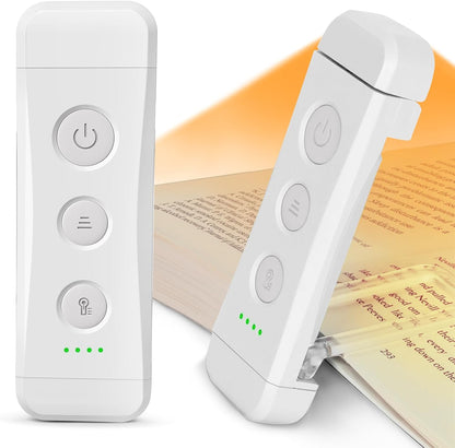 Glocusent USB Rechargeable Book Light, Portable Clip-on LED Reading Light, Reading Lights for Books in Bed with 3 Amber Colors & 5 Brightness Dimmable, Compact & Long Lasting, Perfect for Book Lovers