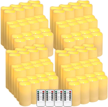 YOROXRG Set of 24 Waterproof Outdoor Flameless Candles, LED Candles with 4 Remote and Timer,(H 4" 5" 6" x D 2.2"),for Christmas,Halloween,Wedding,Festival
