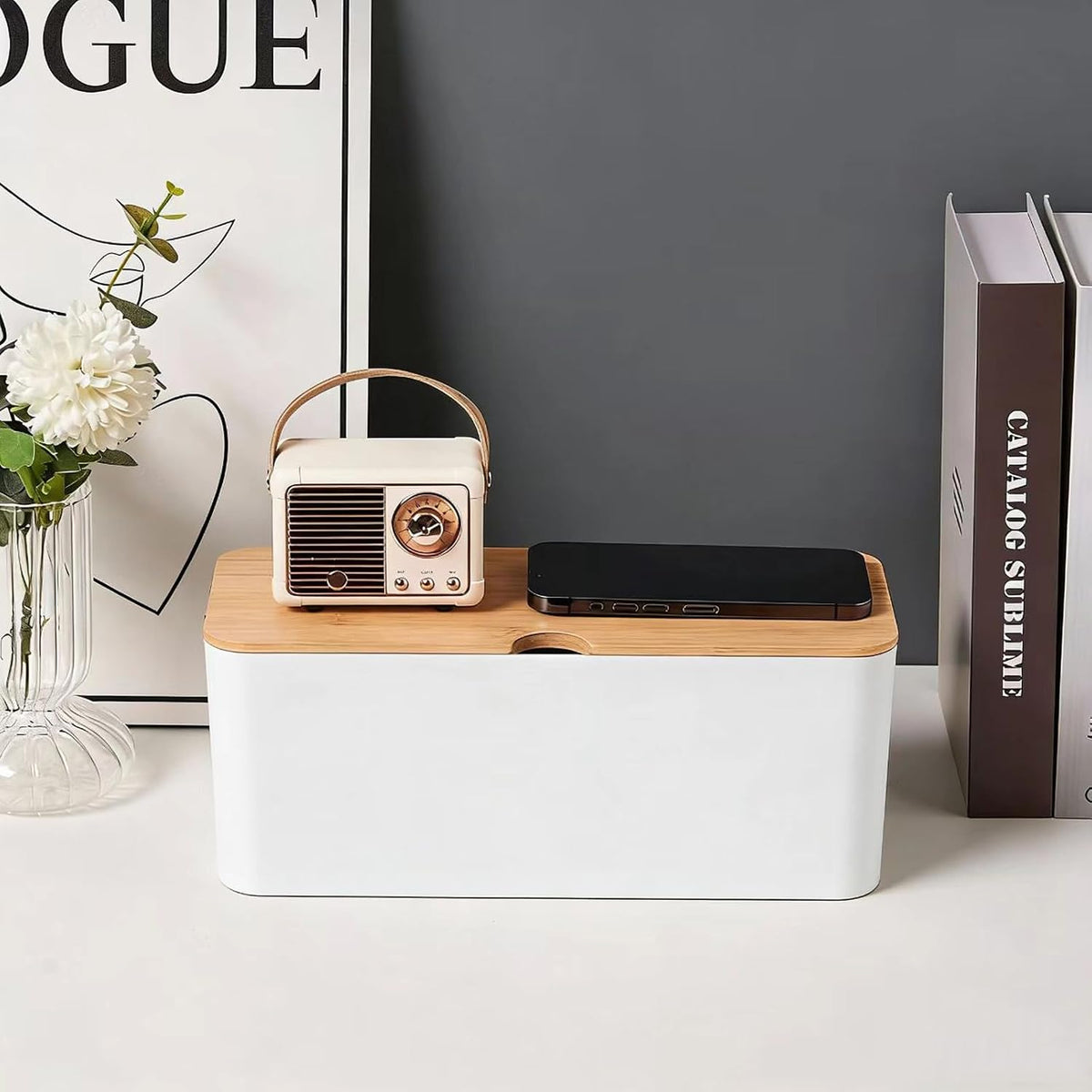 Cable Management Box Wire Organizer for Power Strip Hiding
