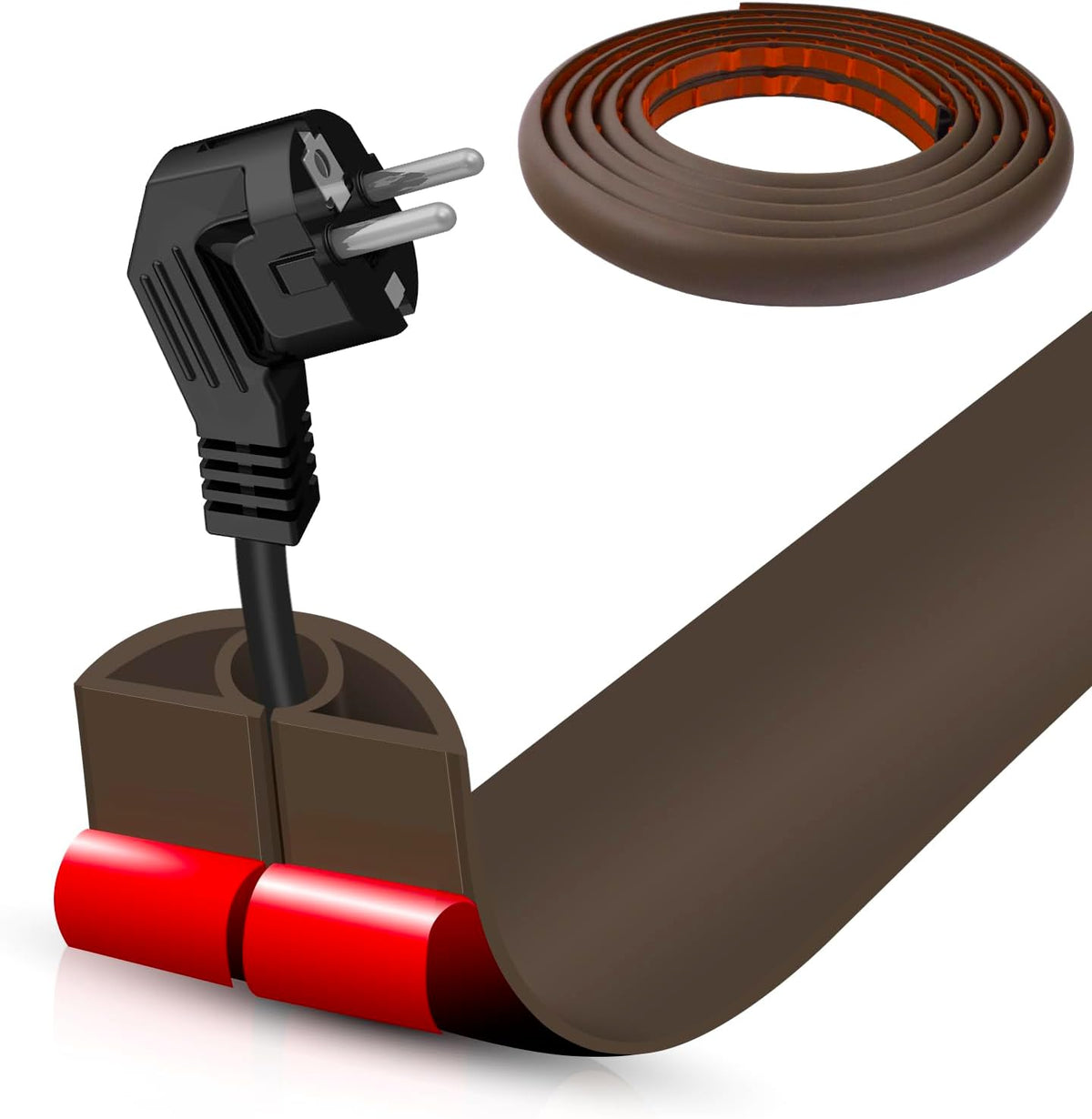 Floor Cord Cover Self Adhesive Cord Hider,10FT Cable Management, Extension Strip Protector for Wires, Prevent Cable Trips for Offices, Gyms, Exhibitions Cavity 0.39"(W) x 0.27"(H) BrownWood