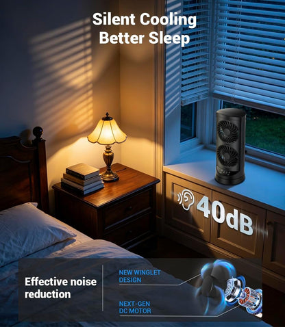 KopBeau Tower Fan for Bedroom, Portable Desk Table Fan with Remote,4 Speeds,12H Timer,60° & 110° Oscillating Electric Fans that Blow Cold Air,Fast Cooling Fan for Home Office Dorm