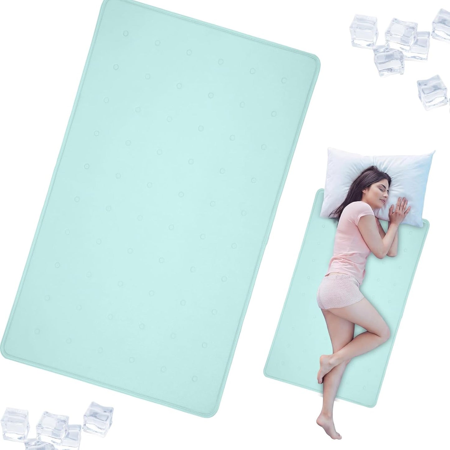 Drydiet Cooling Pad Mat for Bed Cooling Mattress Pad Gel for Sleep, Summer Hot Flashes, Adult, Pets, No Water or Electricity Required(Plain,48 x 28 Inch,Light Blue)