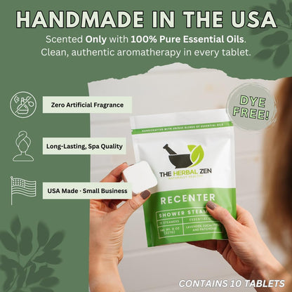 Recenter Shower Steamers Aromatherapy for Relaxing - USA Made Mothers Day Gift for Her - Lavender & Eucalyptus Shower Bomb Tablets – Soothing Natural Essential Oils (10 Pack)
