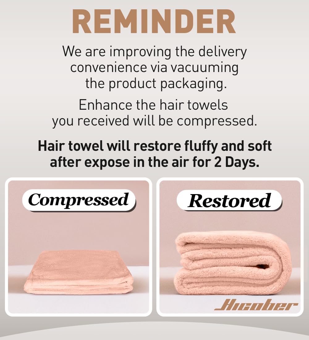 Hicober Microfiber Hair Towel Wrap, Fast Drying Hair Towels for Women, Soft Lightweight Quick Dry Turban for Curly & Long Hair–3 Pack(Blue/Grey/Pink)