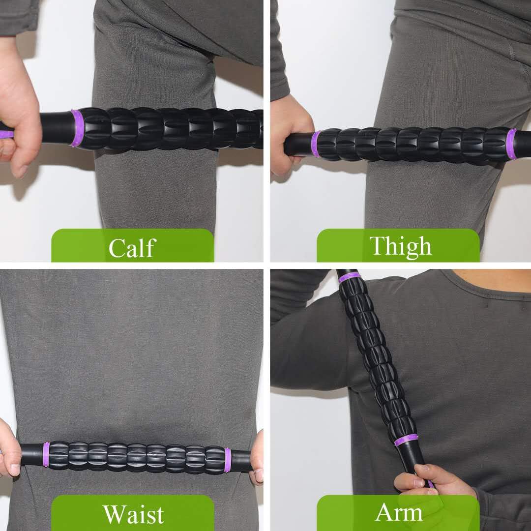 Muscle Roller Massage Roller Stick- Deep Tissue Fascia Blaster for Myofascial Pain Relief, Lymphatic Drainage & Body Sculpting, Handheld Physical Therapy & Recovery Tool (Pink black-18 inch)