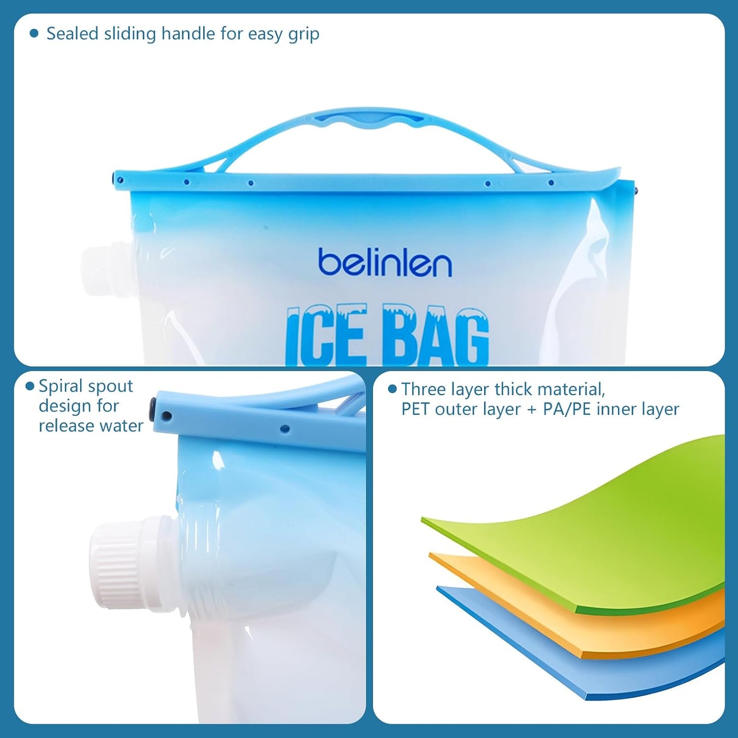 6 Pack Reusable Ice Bags for Cooler 5lb / 10lb Cooler Ice Cube Bag