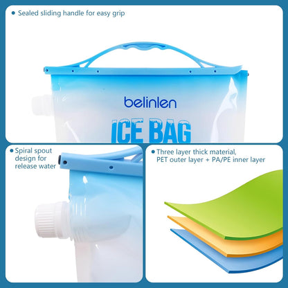 6 Pack Reusable Ice Bags for Cooler 5lb / 10lb Cooler Ice Cube Bag