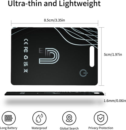 Ultra-Thin Wallet Tracker Card Works with Apple Find My, Rechargeable Slim Tracking Card, Bluetooth Tracker for Wallets, Key Finder & Item Locator for Luggage, Passports - MFi Certified iOS Only
